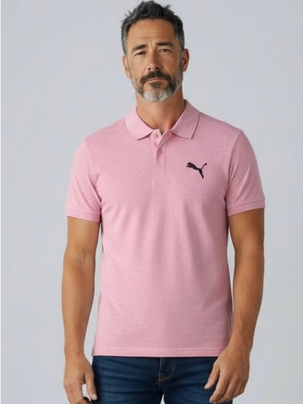 Puma Men's Dusty Pink Polo with Black Logo